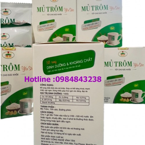 Mủ Trôm Yến Sào Vĩnh Tân Dạng Bột Uống Liền Giúp Bổ Sung Dinh Dưỡng và Thanh Nhiệt